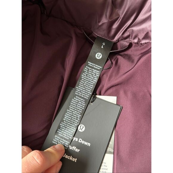 NEW Lululemon Always Down Hooded Puffer Jacket Black Plum Purple Large - Picture 8 of 15